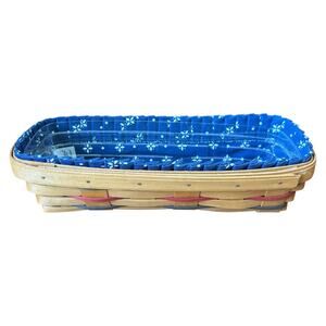 1997 Longaberger Bread Basket w/ Blue Liner & Protector - 11” x 3” x 5”